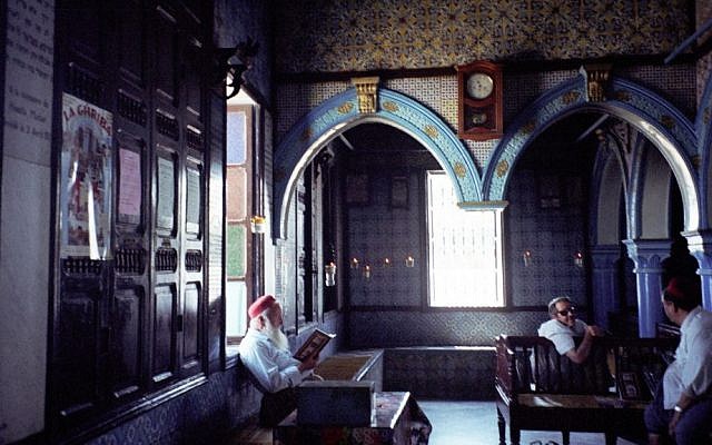 Djerba Jews at the El-Ghriba Synagogue on Tunisia's southern island. (photo credit:upyernoz via CC/JTA)