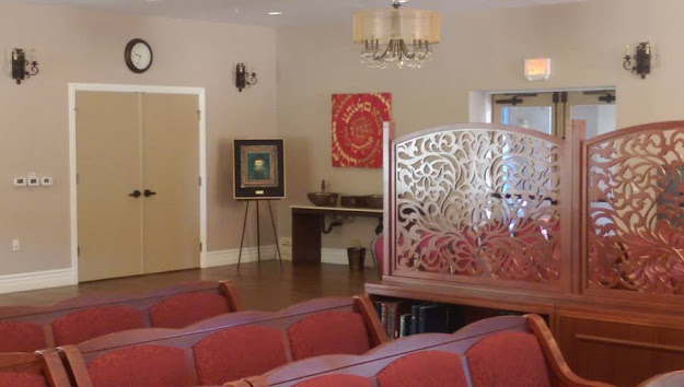 The interior of Chabad at La Costa, in Carlsbad, California
